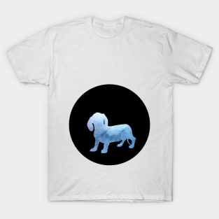 Dachshund - Ocean Blue Silhouette T-Shirt